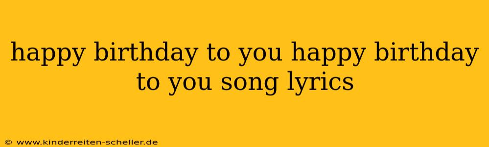 happy birthday to you happy birthday to you song lyrics