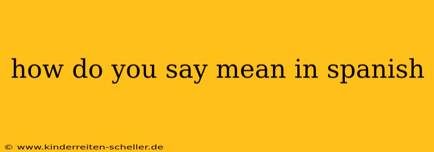 how do you say mean in spanish