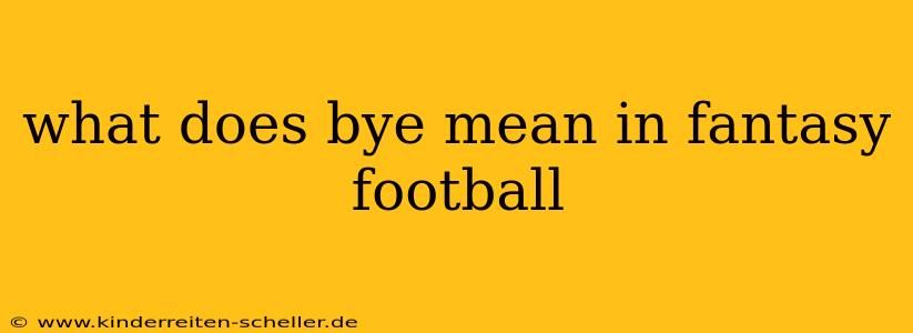 what does bye mean in fantasy football