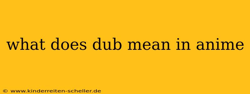 what does dub mean in anime