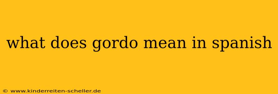 what does gordo mean in spanish