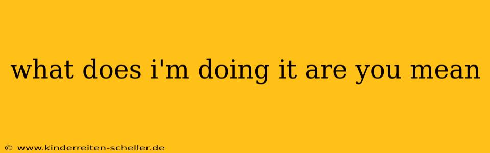 what does i'm doing it are you mean