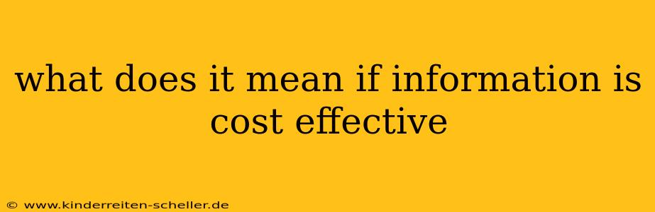what does it mean if information is cost effective