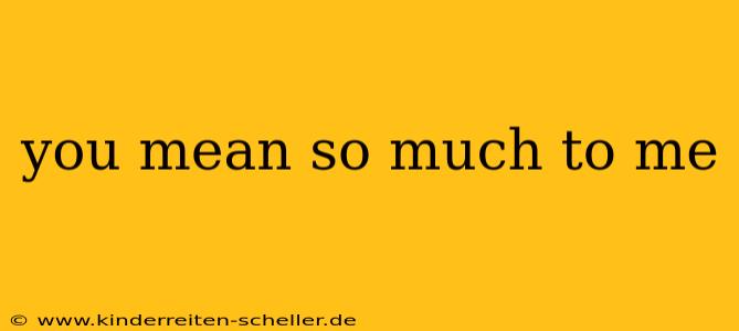 you mean so much to me